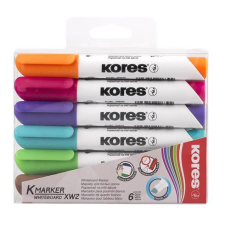  KORES Tábla- és flipchart marker készlet, 1-3 mm, vágott, KORES &quot;K-Marker&quot;, 6 különböző szín filctoll, marker