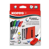 KORES Tábla- és flipchart marker készlet mágneses táblatörlő szivaccsal, 3-5 mm, vágott, KORES "XW2", 4 különböző szín