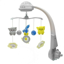 Körhinta a kiságy fölé világító vetítővel Baby Mix szürke bébijáték kiságyra