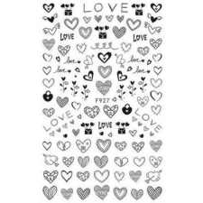  Körömmatrica - F927 black Valentin körömdíszítő