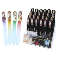 Körömreszelő üvegfoglalattal, 14cm, Mucha 24 db-os szett, kínálóval körömreszelő