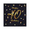 KORREKT WEB B&amp;C Happy Birthday Black-Gold 40 szalvéta 20 db-os 33x33 cm