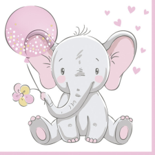 KORREKT WEB Baby elefánt Pink Balloon szalvéta 20 db-os 33x33 cm papírárú, csomagoló és tárolóeszköz