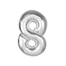 KORREKT WEB Ezüst 8-as Silver szám fólia lufi 92 cm party kellék