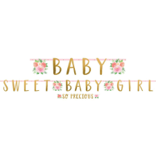 KORREKT WEB Floral Baby Sweet Baby Girl papír felirat 2 részes party kellék