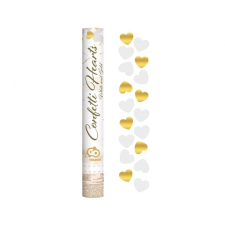 KORREKT WEB Gold White Hearts, Szív konfetti kilövő 40 cm party kellék