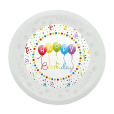 KORREKT WEB Happy Birthday Streamers micro prémium műanyag lapostányér 21 cm babaétkészlet