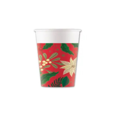 KORREKT WEB Holly Poinsettia, Karácsony papír pohár 8 db-os 200 ml FSC party kellék