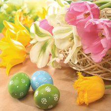 KORREKT WEB Húsvét Tulips &amp; Eggs szalvéta 20 db-os 33x33 cm papírárú, csomagoló és tárolóeszköz