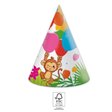 KORREKT WEB Jungle Balloons, Dzsungel Parti kalap, csákó 6 db-os FSC party kellék