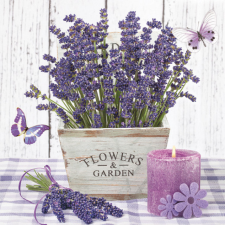 KORREKT WEB Levendula Wooden Pot szalvéta 20 db-os 33x33 cm party kellék