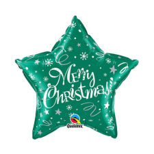 KORREKT WEB Merry Christmas Green Star, Karácsony fólia lufi 51 cm party kellék