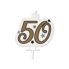 KORREKT WEB Milestone, Happy Birthday Gold tortagyertya, számgyertya 50-es party kellék