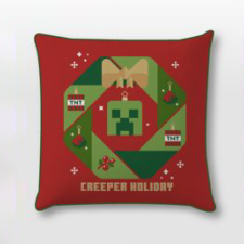 KORREKT WEB Minecraft Creeper Holiday Karácsony párnahuzat 40x40 cm Velúr lakástextília
