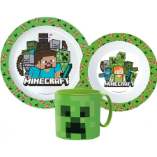 KORREKT WEB Minecraft Pixelcraft étkészlet, micro műanyag szett bögrével 265 ml babaétkészlet