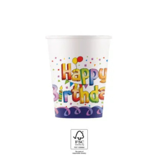 KORREKT WEB Multicolor Happy Birthday papír pohár 8 db-os 200 ml FSC party kellék