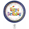 KORREKT WEB Multicolor Happy Birthday papírtányér 8 db-os 20 cm FSC