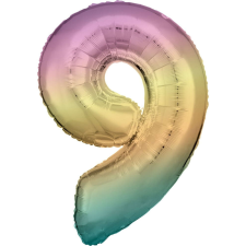 KORREKT WEB Pastel Rainbow óriás szám fólia lufi 9-es, 83 cm party kellék