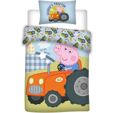 KORREKT WEB Peppa malac George&#039;s Tractor gyerek ágyneműhuzat 100×140cm, 40×45 cm lakástextília