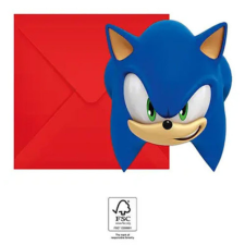 KORREKT WEB Sonic a sündisznó Sega Party meghívó 6 db-os FSC party kellék
