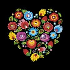 KORREKT WEB Virág Folk Heart Black szalvéta 20 db-os 33x33 cm party kellék