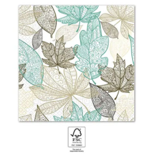 KORREKT WEB Wide Leaves, Levél szalvéta 20 db-os, 33x33 cm FSC party kellék