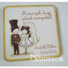  Köszönetajándék esküvői fényképes hűtőmágnes, 5x5cm dekorációs kellék