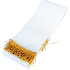  Koszorú szalag 10x220cm fehér-arany 10db/csom (db ár) dekorációs kellék