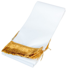  Koszorú szalag 12x220cm fehér-arany 10db/csom (db ár) dekorációs kellék