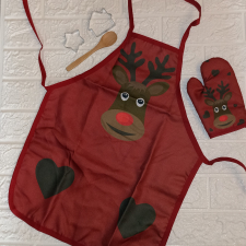  Kötény szett gyerekeknek karácsonyi mintával - rudolf mintás lakástextília