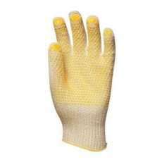  KÖTÖTT VÉKONY FEHÉR ABRALON/NYLON KESZTYŰ, SÁRGA PÖTTYÖS (7)