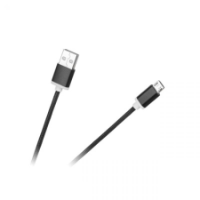  KPO3874M Micro USB kábel, szövet borítással, fém csatlakozóval,fekete, 1,5m kábel és adapter