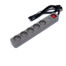 KRAFT&DELE Elektromos hosszabbító, Kraft&Dele, 3 m, 5 aljzat, USB, KD4034 hosszabbító, elosztó
