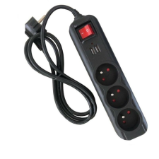 KRAFT&DELE Elektromos hosszabbító, Kraft&Dele, 3m, 3 aljzat, USB, KD4032 hosszabbító, elosztó