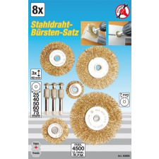 Kraftmann 8 részes fúróba fogható acél drótkefe készlet fúrószár