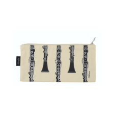  Krém színű, fekete és ezüst klarinét mintás tolltartó tolltartó