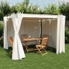  krémszínű acél pavilon függönyökkel 3 x 3 m