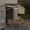  krémszínű kézzel kihúzható LED-es napellenző redőnnyel 3x2,5 m