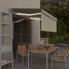  krémszínű kézzel kihúzható LED-es napellenző redőnnyel 3x2,5 m kerti bútor