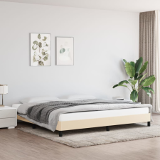 krémszínű szövet ágykeret matrac nélkül 200 x 200 cm ágy és ágykellék