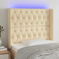  Krémszínű szövet LED-es fejtámla 93x16x118/128 cm ágy és ágykellék