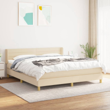  krémszínű szövet rugós ágy matraccal 160 x 200 cm ágy és ágykellék