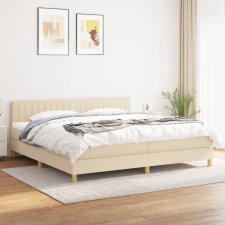  krémszínű szövet rugós ágy matraccal 200 x 200 cm ágy és ágykellék