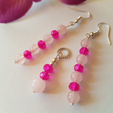  Kristály és Rózsakvarc szett ékszer szett