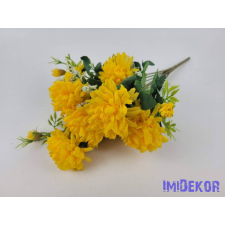  Krizantém 10 ágú selyem csokor 42cm - Sárga dekorációs kellék