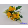  Krizantém 5 ágú selyem csokor díszítőkkel 33cm - Napsárga