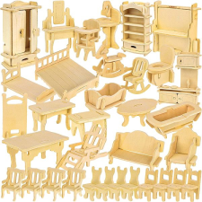Kruzzel 23542 Puzzle 3D dřevěný nábytek pro panenky, 34 ks barkácsolás, építés