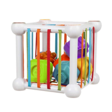 Kruzzel Készségfejlesztő kocka babáknak 6 db színes formával - 15x15x15 cm készségfejlesztő