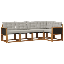  Kültéri kanapé szett 5 pcs Természetes és Világosszürke kerti bútor