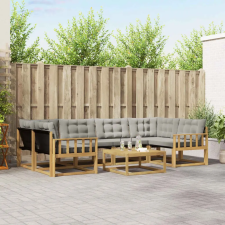  Kültéri kanapé szett 7 pcs Fehér és Világosszürke kerti bútor
